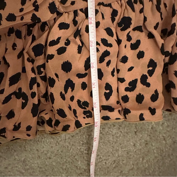 NICHOLAS Brownish/Tan Black 100%Silk Leopard Print Gathered Ruffle Frill Dress 4 - Picture 14 of 16